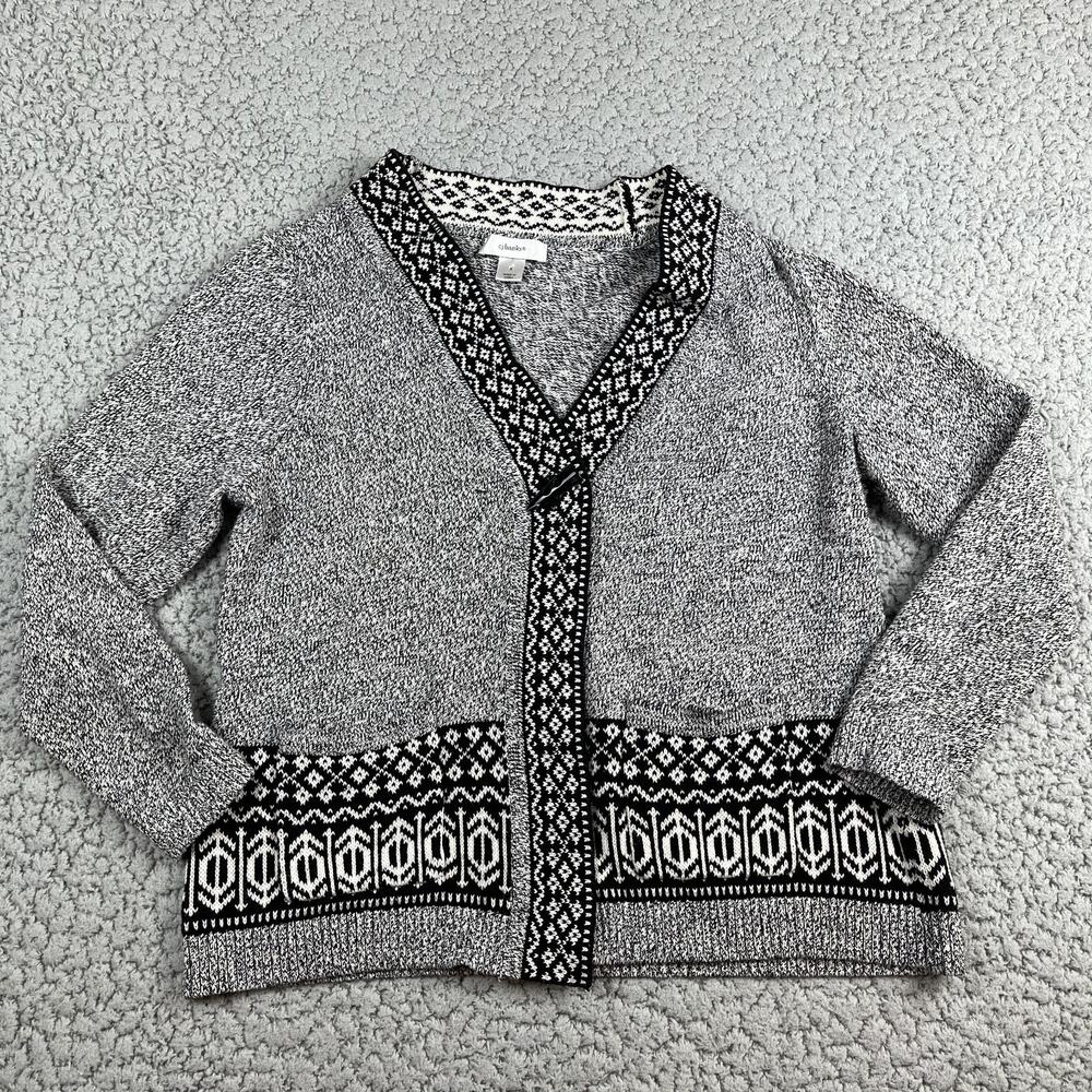 CJ Banks Women’s Size 1X Cardigan Sweater Black Knit Toggle *FLAW